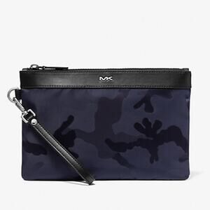 Michael Kors Kent Nylon Camo Jacquard Pouch Indigo
